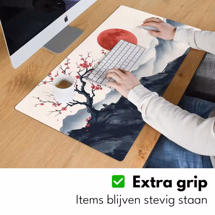 Kersenbloesem - Oosters - Rood Muismat XXL klein -sfeer3