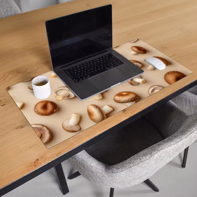 Kastanje Champignons - Beige Muismat XXL klein -sfeer1