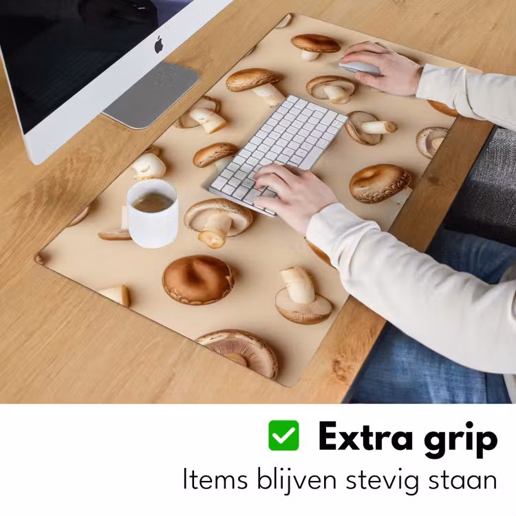 Kastanje Champignons - Beige Muismat XXL klein -sfeer3