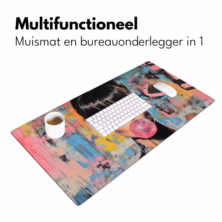 Kauwgom - Vrouw - Penseelstreken - Modern Muismat XXL klein -sfeer4