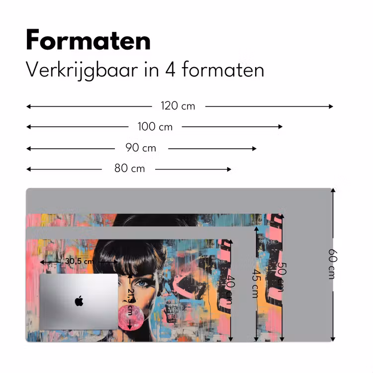 Kauwgom - Vrouw - Penseelstreken - Modern Muismat XXL klein -sfeer5