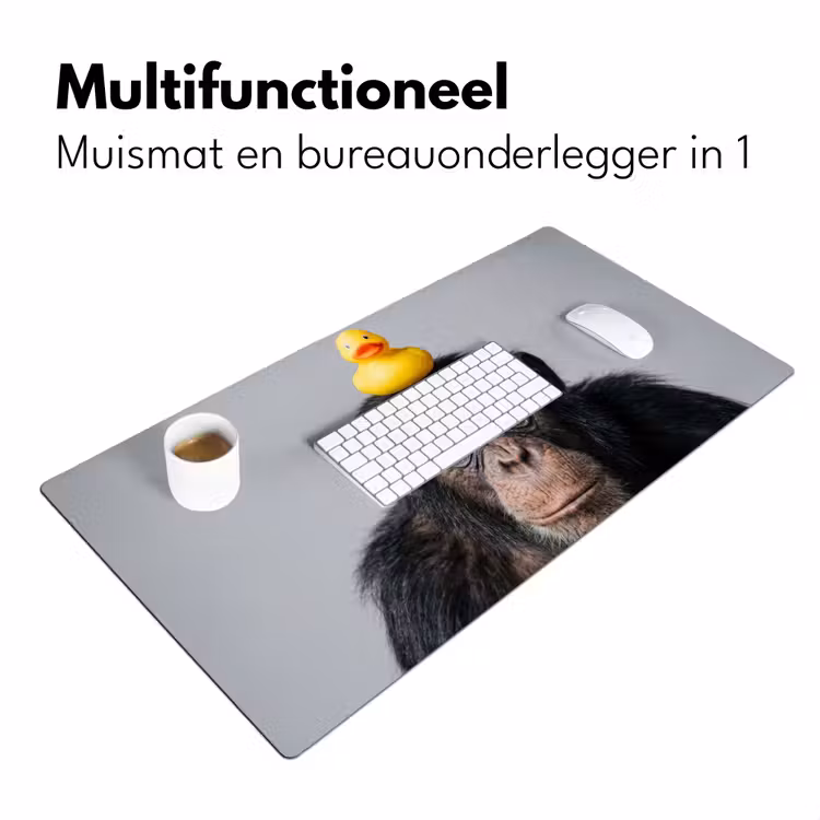 Chimpansee - Badeend - Grijs Muismat XXL klein -sfeer4