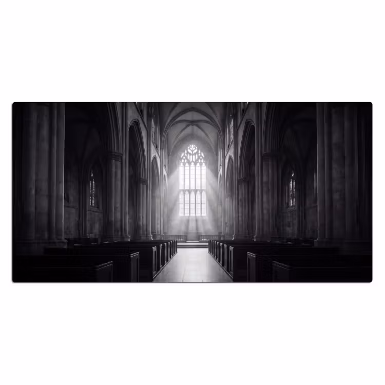 Kerk - Interieur - Lichtstralen - Architectuur - Klassiek Muismat XXL klein -3d_leeg