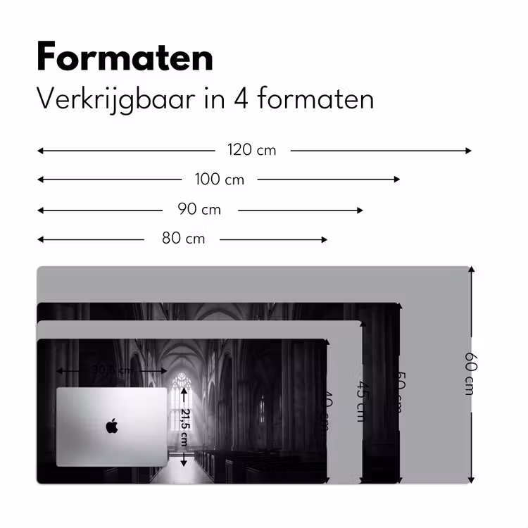 Kerk - Interieur - Lichtstralen - Architectuur - Klassiek Muismat XXL klein -sfeer5