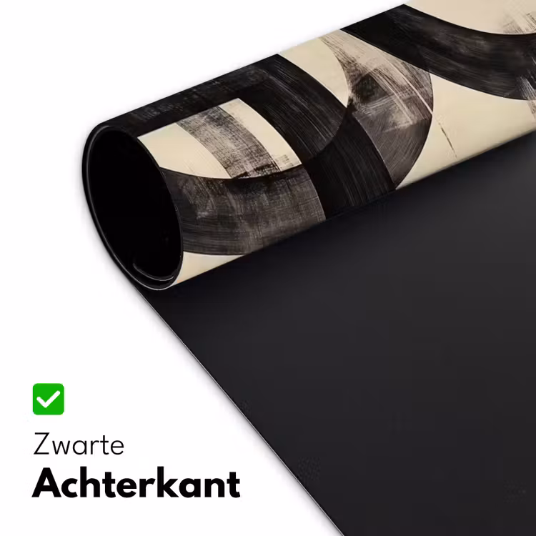 Cirkels - Balken - Zwart - Abstract Muismat XXL klein -sfeer2