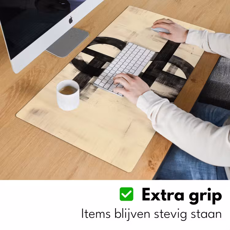 Cirkels - Balken - Zwart - Abstract Muismat XXL klein -sfeer3