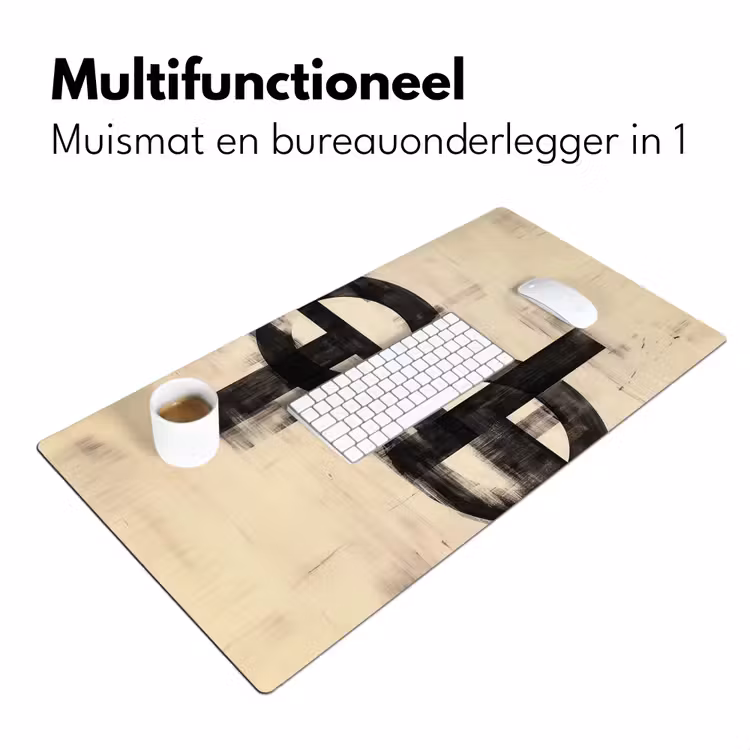 Cirkels - Balken - Zwart - Abstract Muismat XXL klein -sfeer4