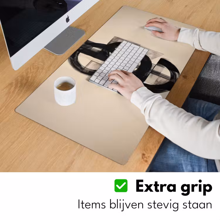 Cirkels - Lijnen - Vormen - Zwart Muismat XXL klein -sfeer3