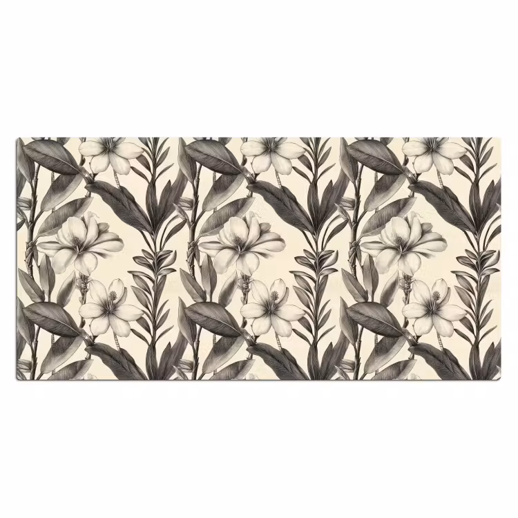 Klassiek - Botanisch - Zwart - Beige Muismat XXL klein 681 -3d_leeg