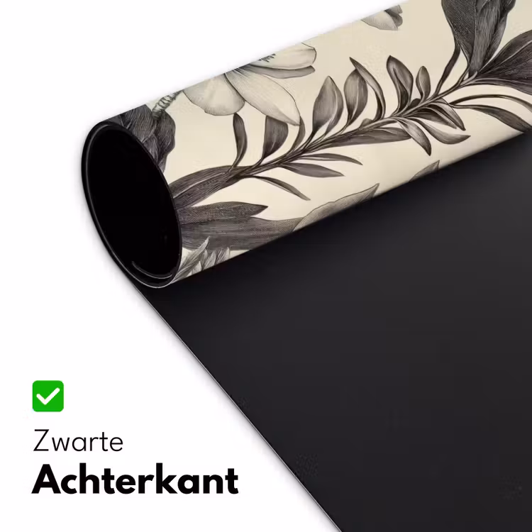 Klassiek - Botanisch - Zwart - Beige Muismat XXL klein 681 -sfeer2