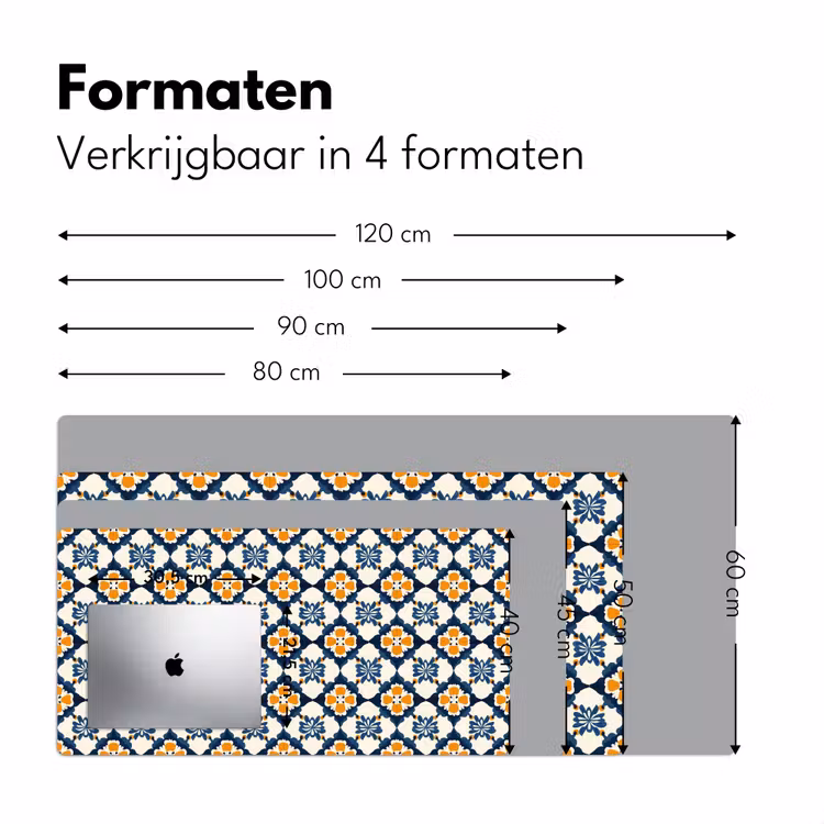 Klassiek - Geometrisch - Blauw Muismat XXL klein 681 -sfeer5