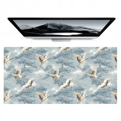 Wolken - Kraanvogels - Blauw Muismat XXL klein 681 -zzz3d