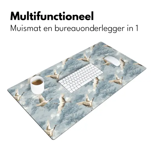 Wolken - Kraanvogels - Blauw Muismat XXL klein 681 -sfeer4