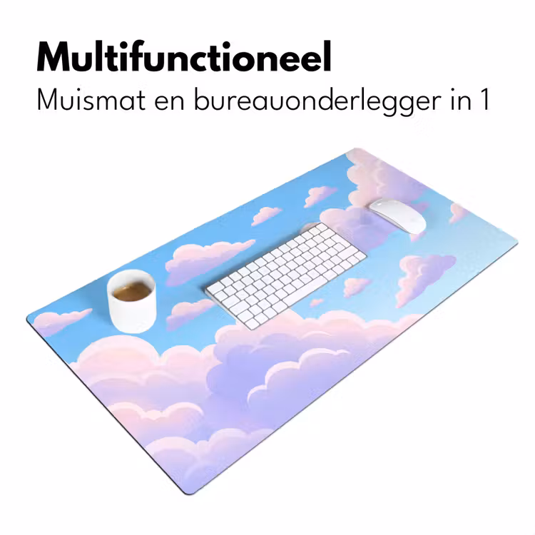 Wolken - Roze - Blauw - Natuur - Modern Muismat XXL klein -sfeer4