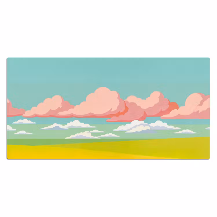 Wolken - Roze - Natuur - Modern - Pastel Muismat XXL klein -3d_leeg