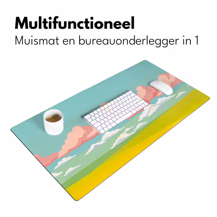 Wolken - Roze - Natuur - Modern - Pastel Muismat XXL klein -sfeer4