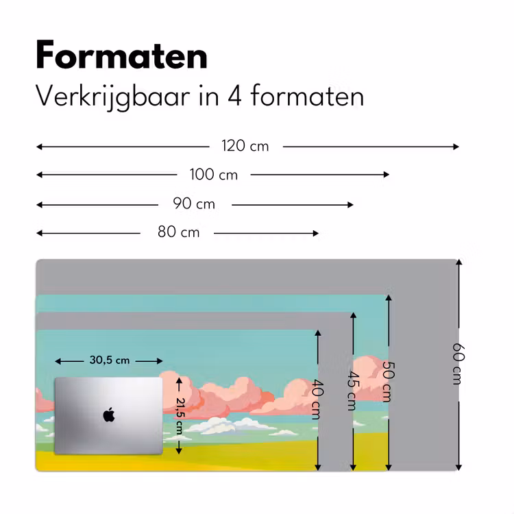 Wolken - Roze - Natuur - Modern - Pastel Muismat XXL klein -sfeer5