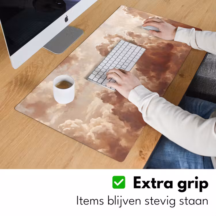 Wolken - Lucht - Natuur - Modern - Bruin Muismat XXL klein -sfeer3
