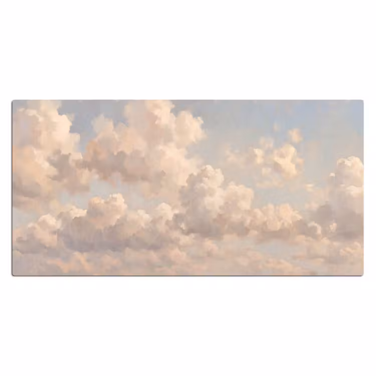 Wolken - Zacht - Natuur - Klassiek - Beige Muismat XXL klein -3d_leeg