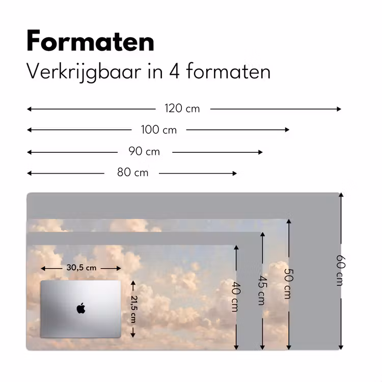 Wolken - Zacht - Natuur - Klassiek - Beige Muismat XXL klein -sfeer5