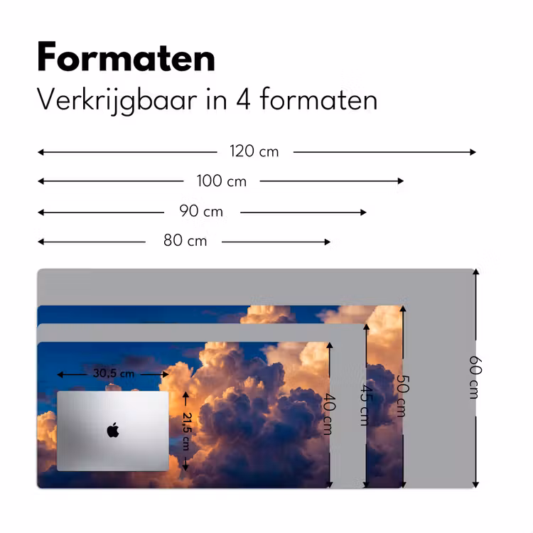 Wolken - Zonsondergang - Natuur - Oranje - Blauw Muismat XXL klein -sfeer5