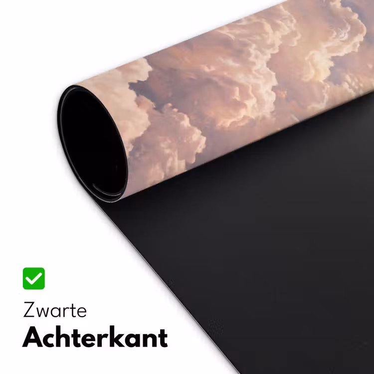Wolken - Zonsondergang - Natuur - Pastel - Roze Muismat XXL klein -sfeer2