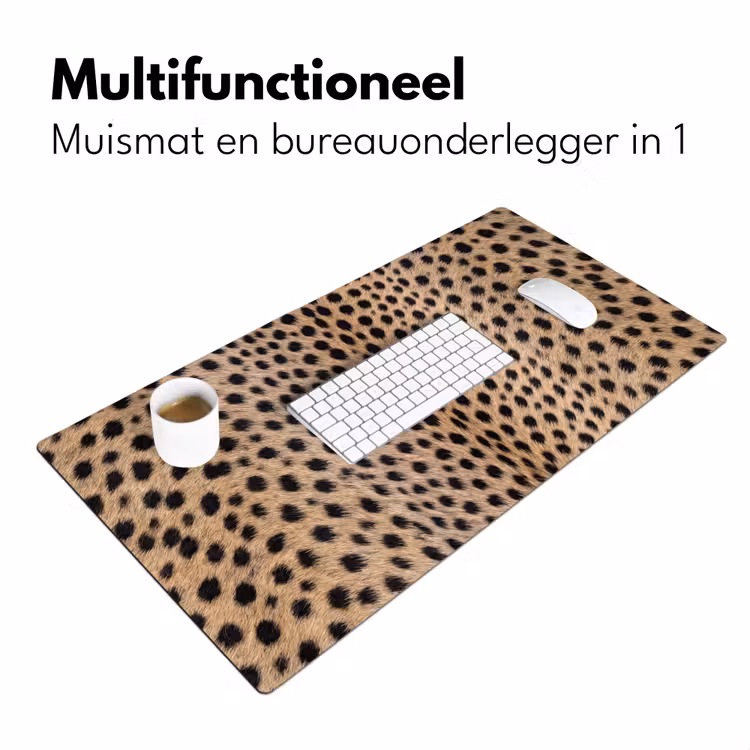 Vacht - Jachtluipaard - Zwart - Wit Muismat XXL klein -sfeer4