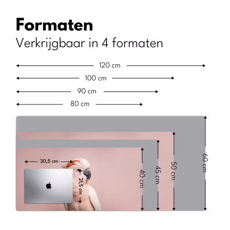 Kaketoe - Portret - Roze Muismat XXL klein -sfeer5
