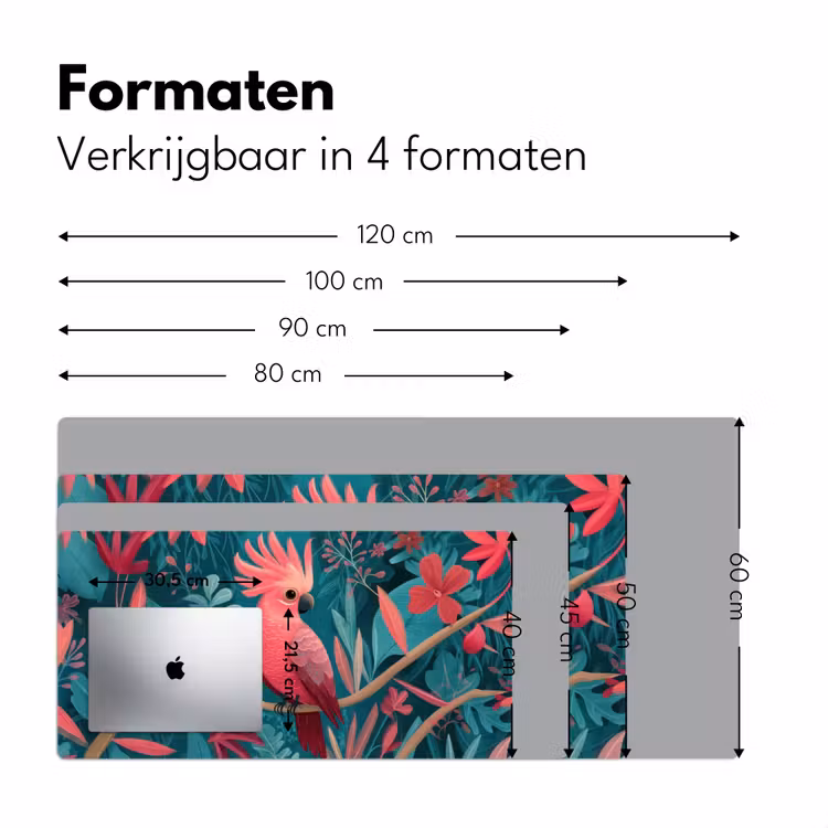Kaketoe - Tropische bladeren - Tak Muismat XXL klein -sfeer5