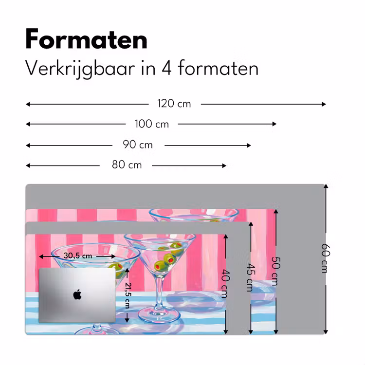 Cocktail - Olijven - Kunst - Modern - Roze Muismat XXL klein -sfeer5