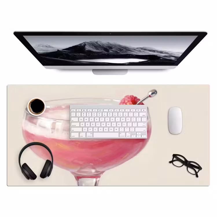Cocktail - Framboos - Drank - Modern - Roze Muismat XXL klein -3d