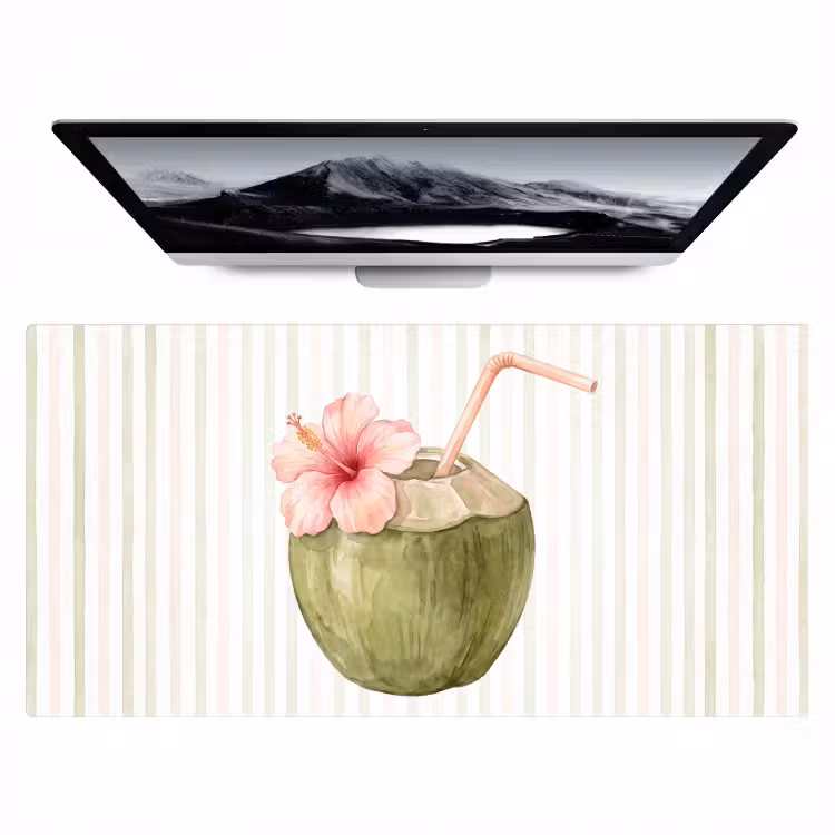 Kokosnoot - Drank - Tropisch - Illustratie - Zomer Muismat XXL klein -zzz3d