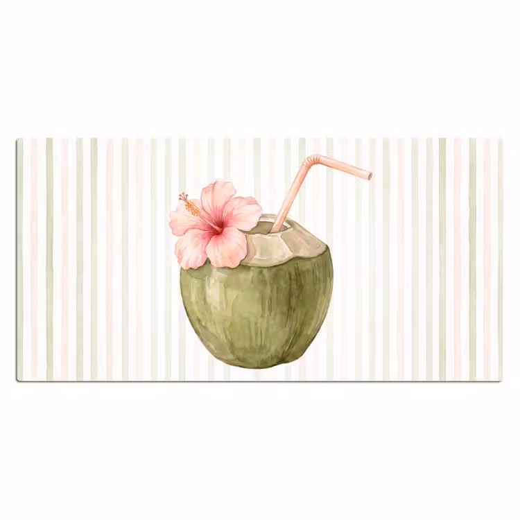 Kokosnoot - Drank - Tropisch - Illustratie - Zomer Muismat XXL klein -3d_leeg