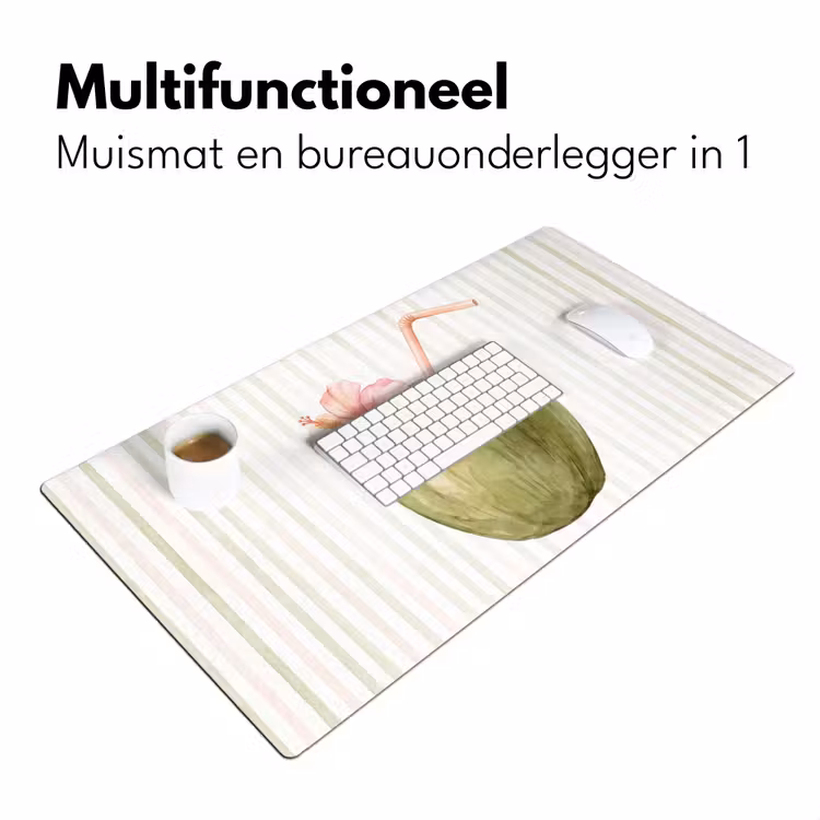 Kokosnoot - Drank - Tropisch - Illustratie - Zomer Muismat XXL klein -sfeer4