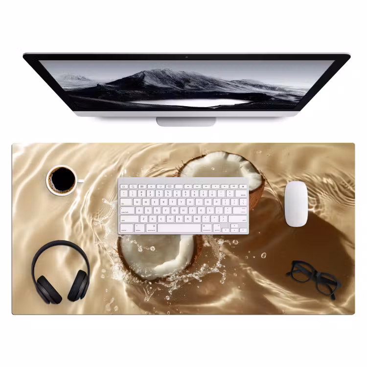 Kokosnoot - Water - Beige - Spetters Muismat XXL klein -3d