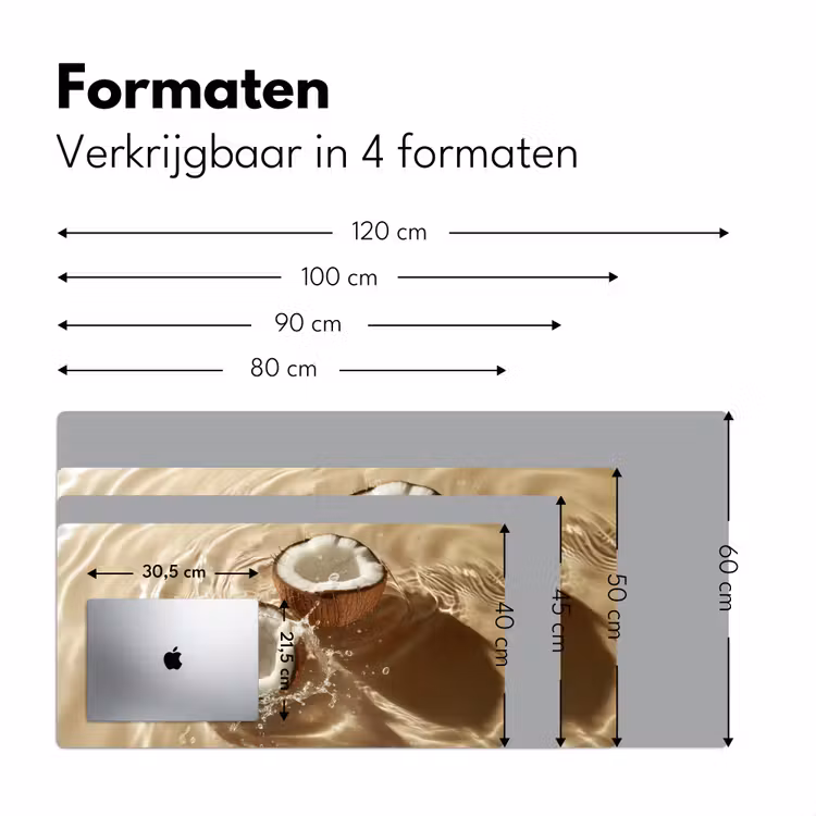 Kokosnoot - Water - Beige - Spetters Muismat XXL klein -sfeer5