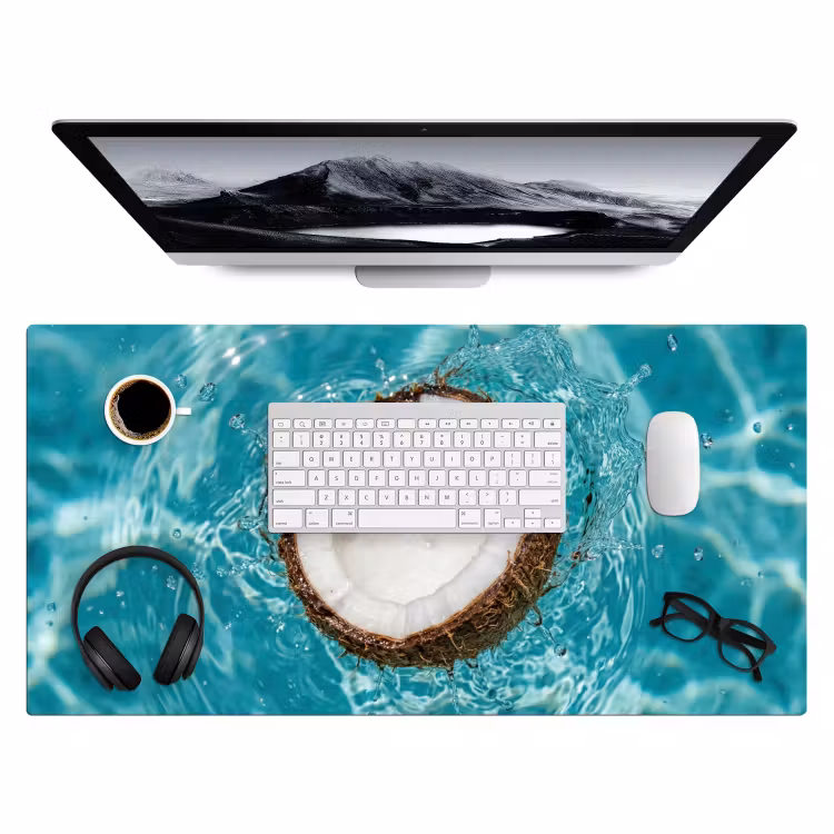 Kokosnoot - Water - Wit Muismat XXL klein -3d