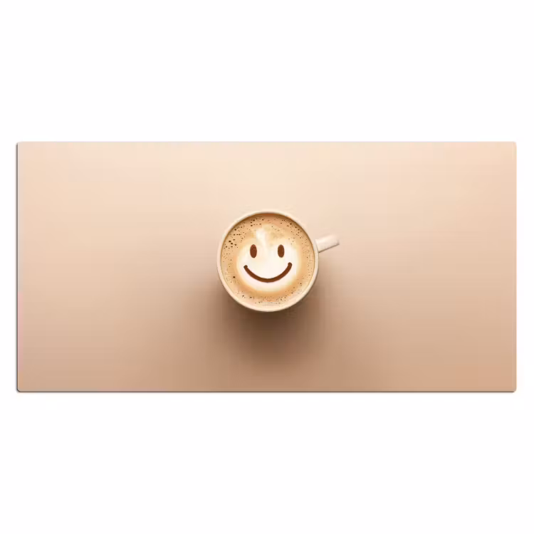 Koffie - Melkschuim - Lach - Beige Muismat XXL klein -3d_leeg