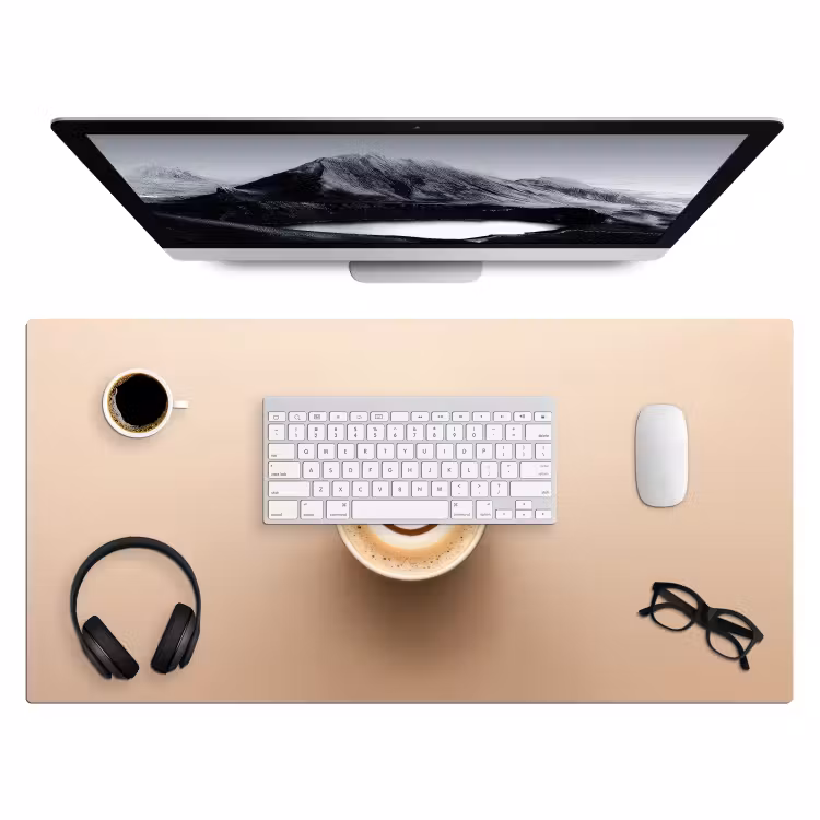 Koffie - Melkschuim - Lach - Beige Muismat XXL klein -3d