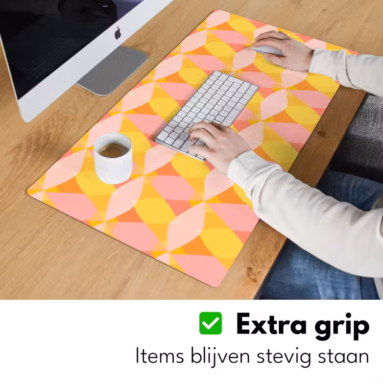 Kleurrijk - Ruitpatroon - Bladvormen Muismat XXL klein 681 -sfeer3