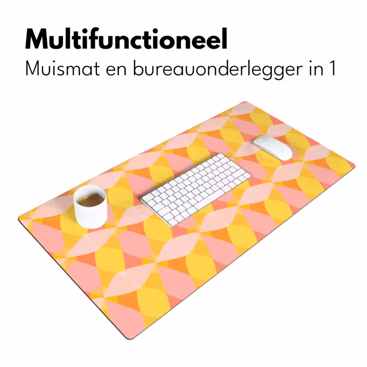 Kleurrijk - Ruitpatroon - Bladvormen Muismat XXL klein 681 -sfeer4