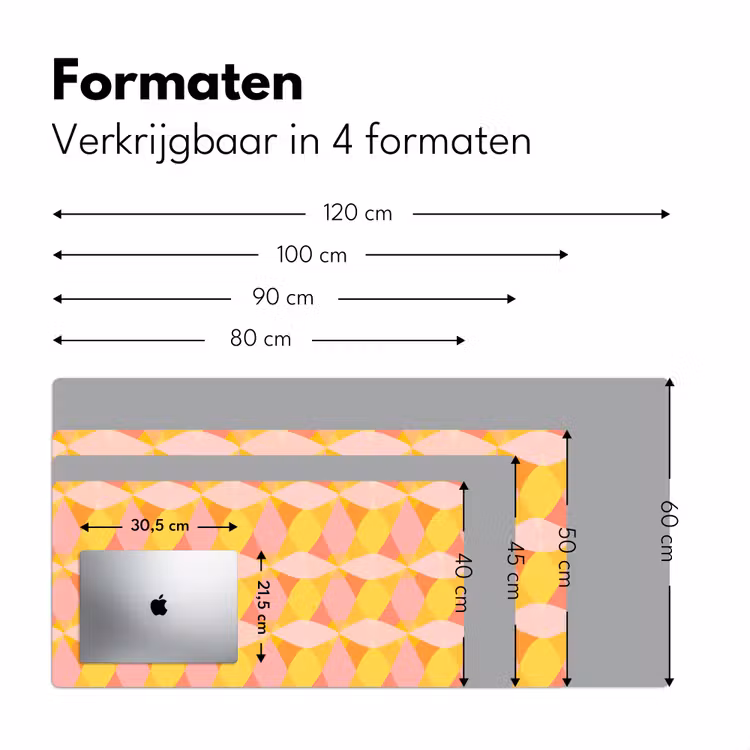 Kleurrijk - Ruitpatroon - Bladvormen Muismat XXL klein 681 -sfeer5