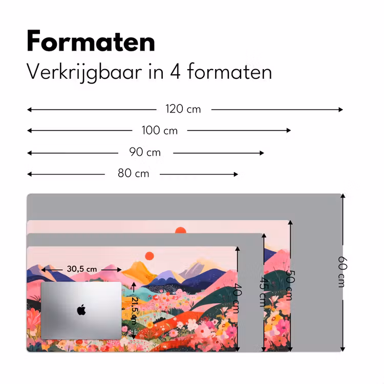 Kleurrijke bloemen - Bergen - Fantasielandschap Muismat XXL klein -sfeer5