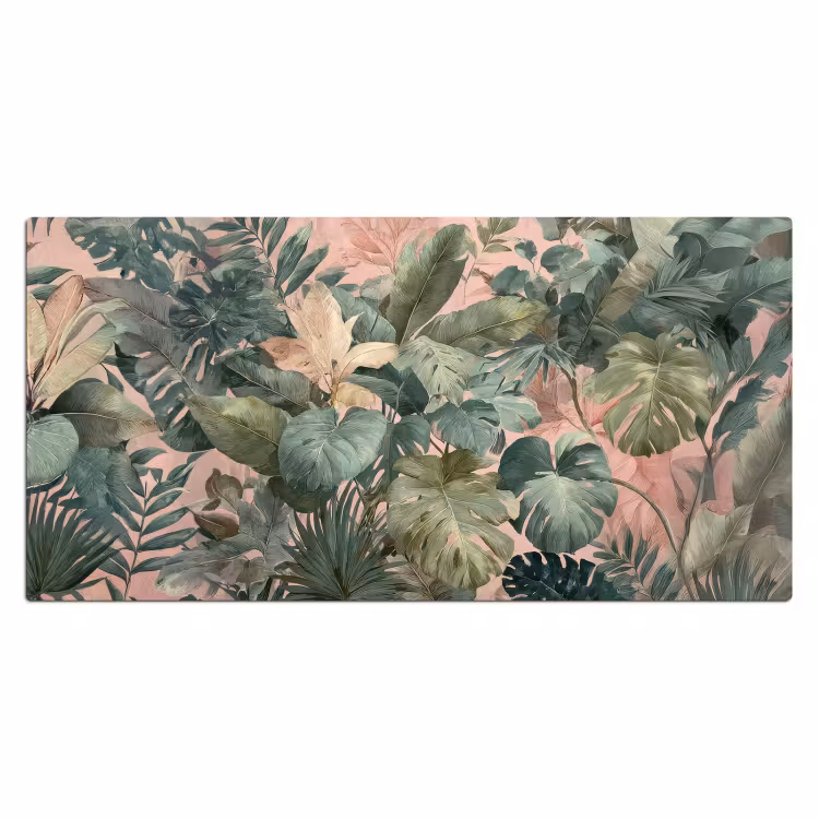 Compositie van bladeren - Groen - Roze Muismat XXL klein -3d_leeg