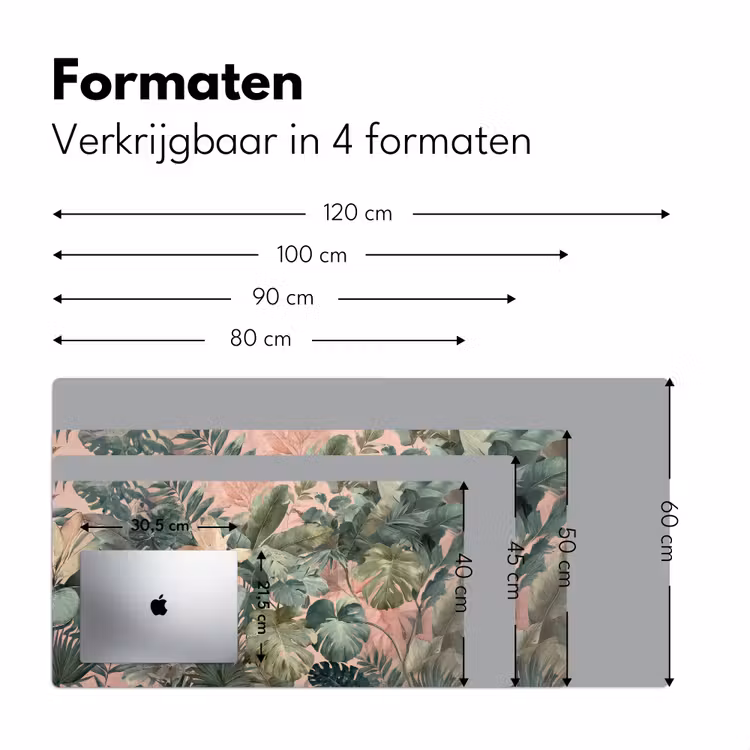 Compositie van bladeren - Groen - Roze Muismat XXL klein -sfeer5