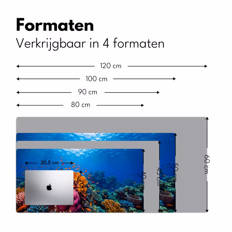 Koraal - Vissen - Oceaan - Natuur - Kleurrijk Muismat XXL klein -sfeer5