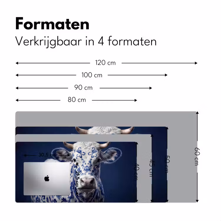 Koe - Delfts - Blauw - Artistiek Muismat XXL klein -sfeer5