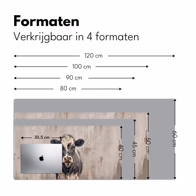 Koe - Portret - Dieren - Modern Muismat XXL klein -sfeer5