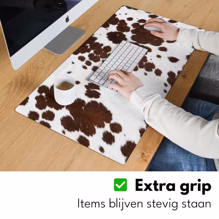 Koeienhuid - Klassiek - Bruin Muismat XXL klein -sfeer3