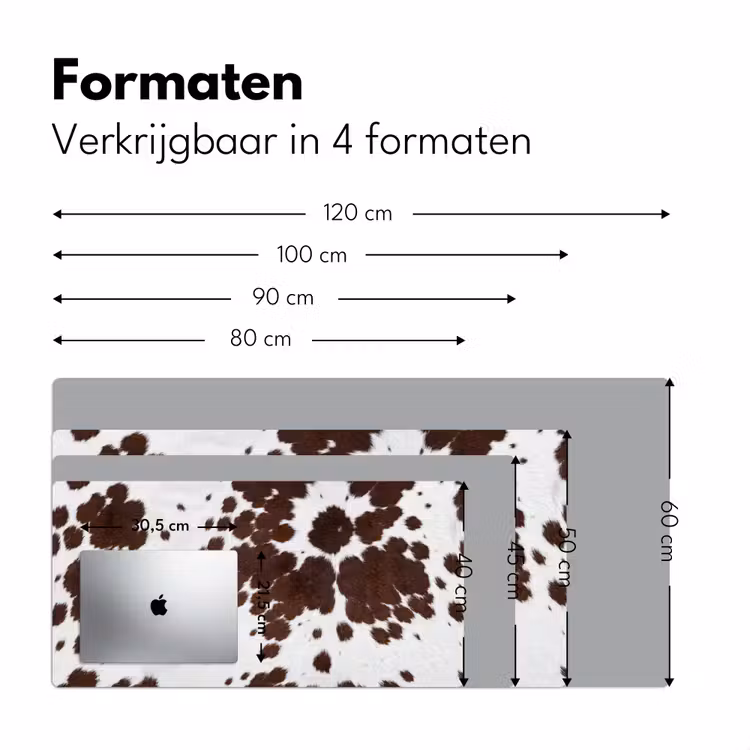 Koeienhuid - Klassiek - Bruin Muismat XXL klein -sfeer5